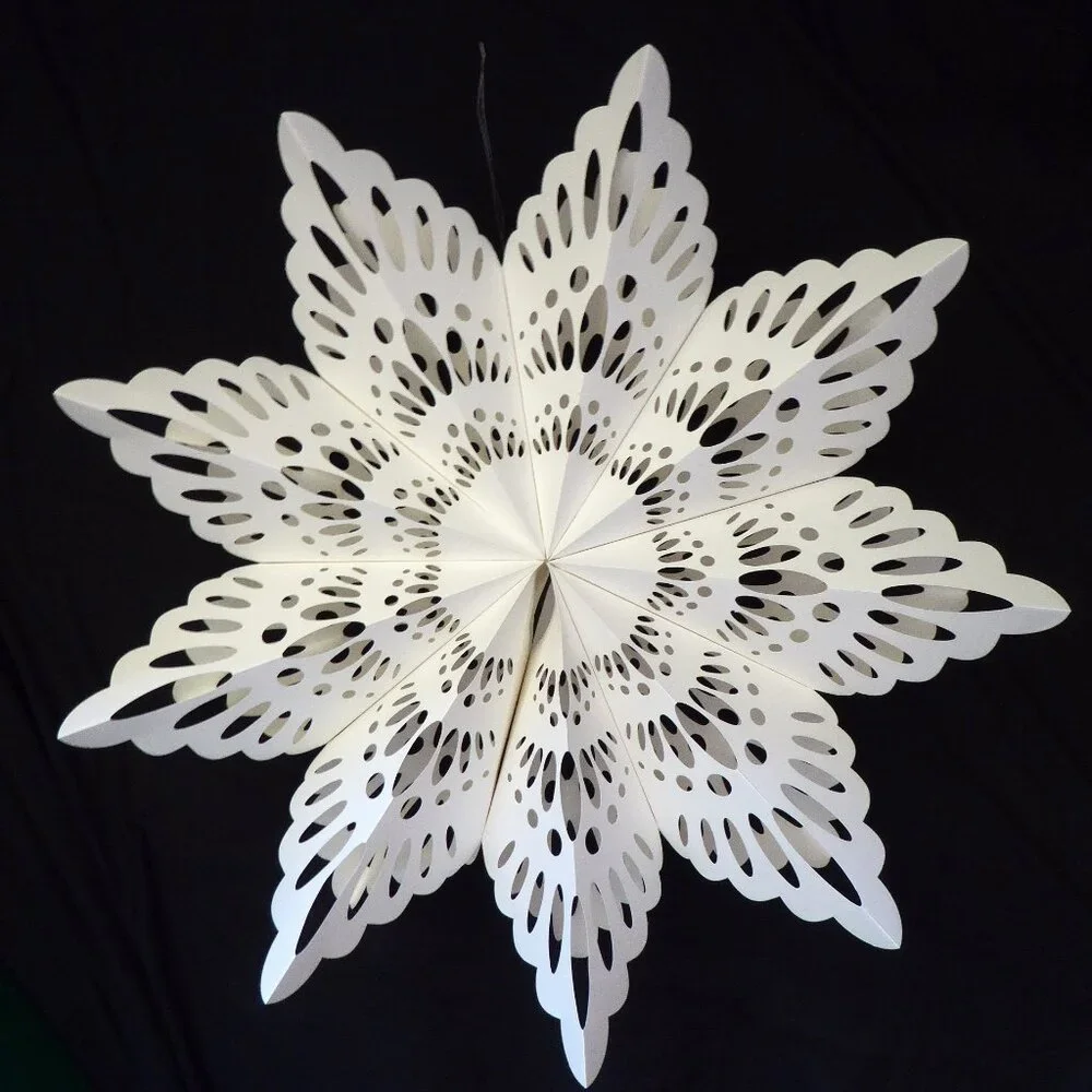 NEW 30” CRATE & BARREL LARGE 3D PAPER SNOWFLAKE CHRISTMAS MOBILE DECORATION